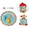 E41008- Colis mélamine Circus: 6 assiettes, 6 mugs, 6 Bols, 12 Cuillères